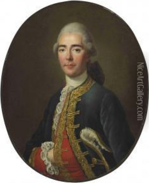 Portrait Of The Chevalier De Turenne Oil Painting - Francois-Hubert Drouais