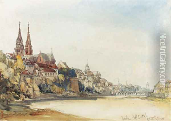 View of Basle, Switzerland Oil Painting - William Callow