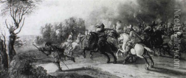 Cavalry Battle Oil Painting - Pieter Meulener