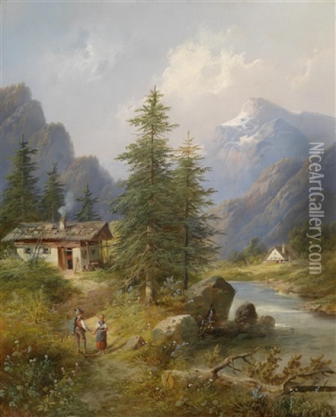 Parthie Aus Der Steiermark Oil Painting - Eduard Boehm