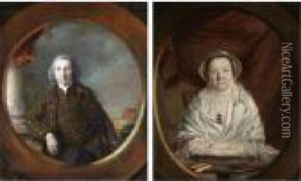 Portraits Of The Artist's Father And Mother Oil Painting - John Russell