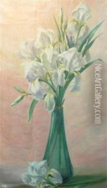 Still Life With Irises Oil Painting - Edward Van Rijswijck