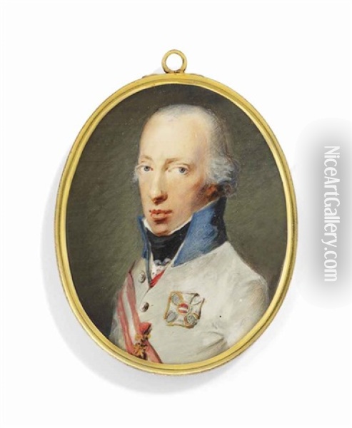 Charles (1771-1847), Archduke Of Austria And Duke Of Teschen, In White Uniform Oil Painting - Johann Walch