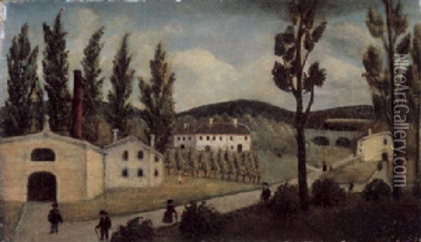 Paysage Avec Des Promeneurs Oil Painting - Henri Rousseau