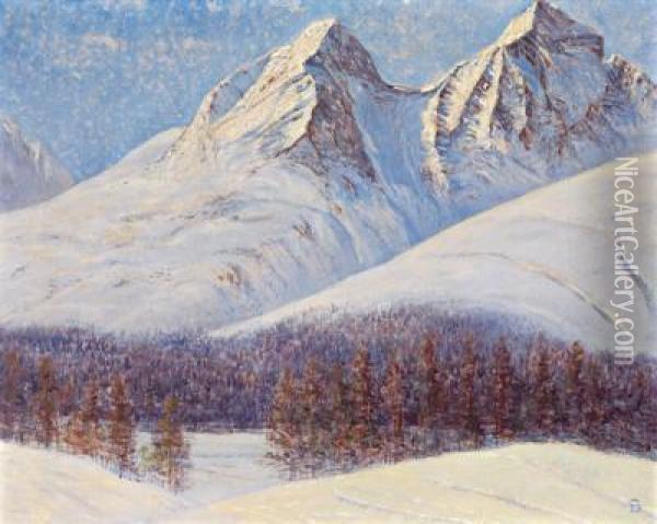 Winter Im Engadin Oil Painting - Johann Georg Dreydorff
