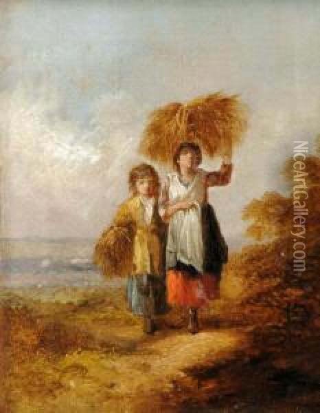 Home From The Harvest Field Oil Painting - James John Hill