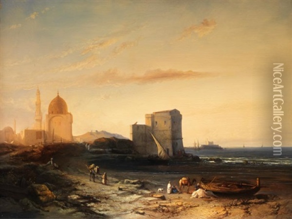 Uferlandschaft Bei Kairo Oil Painting - Jacob Jacobs