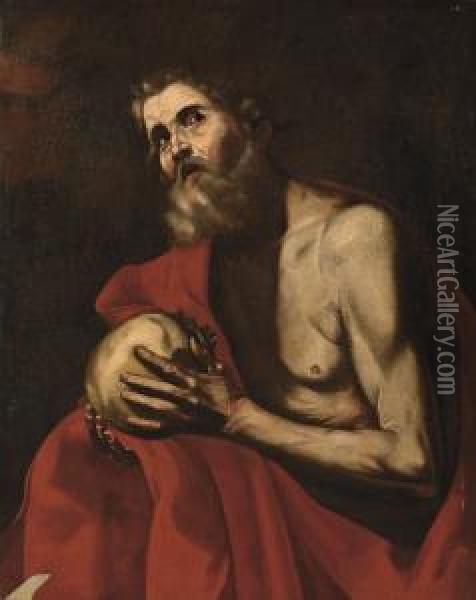 San Girolamo In Meditazione Oil Painting - Hendrick Zomeren Van Somer