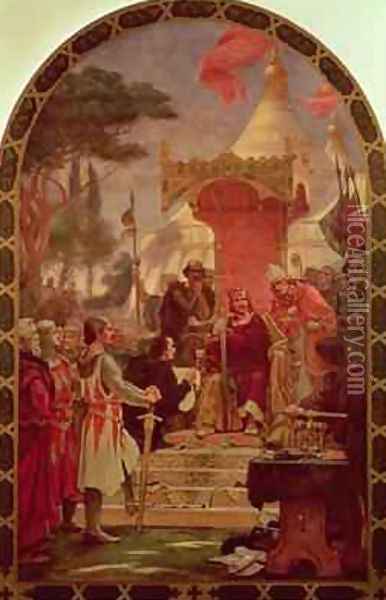 King John Granting the Magna Carta in 1215 1900 Oil Painting - Ernest Normand