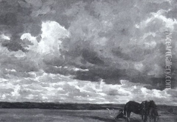 Landschaft Bei Aufziehendem Gewitter Oil Painting - Richard Voltz