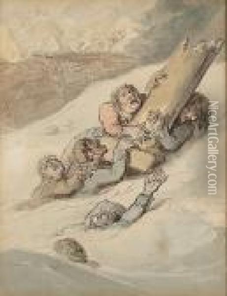 Sailors Clinging To A Mast Oil Painting - Thomas Rowlandson