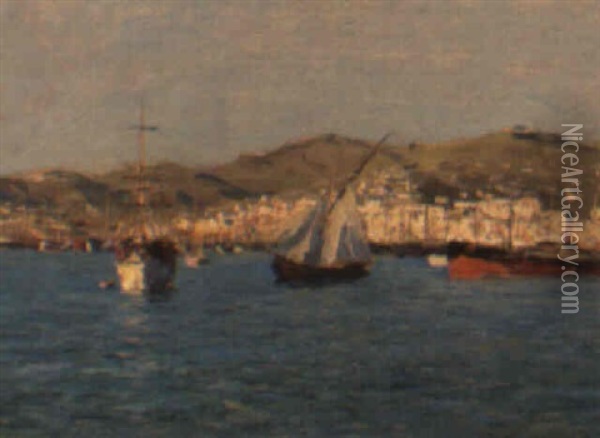 Harbour Scene Oil Painting - Giorgio Belloni