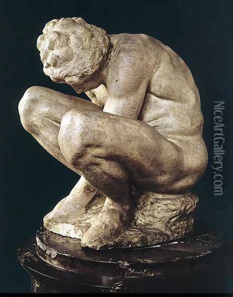 Crouching Boy Oil Painting - Michelangelo Buonarroti
