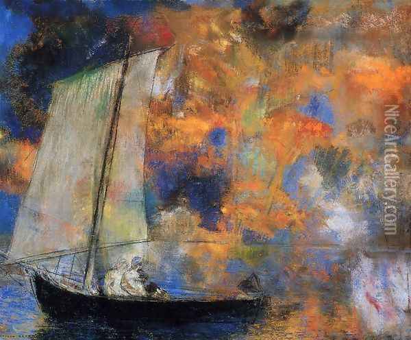 Flower Clouds Oil Painting - Odilon Redon