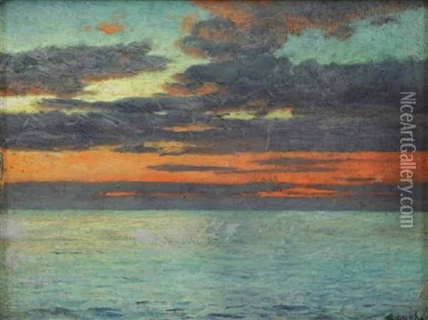 Sunset At Sea Oil Painting - Frederick Judd Waugh