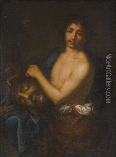 David With The Head Of Goliath Oil Painting - Girolamo Forabosco