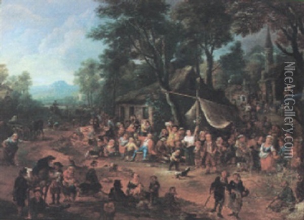 Rural Scene With A Peasant Kermese Oil Painting - Mathys Schoevaerdts