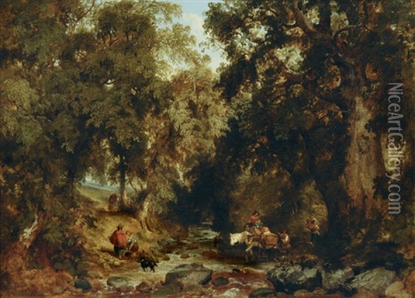 At The Ford Oil Painting - Henry Jutsum