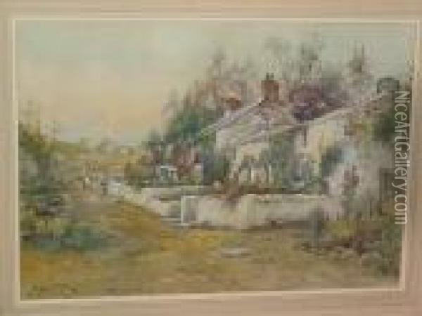 The Picture Cottages, Camaes, Anglesey Oil Painting - Joseph Hughes Clayton