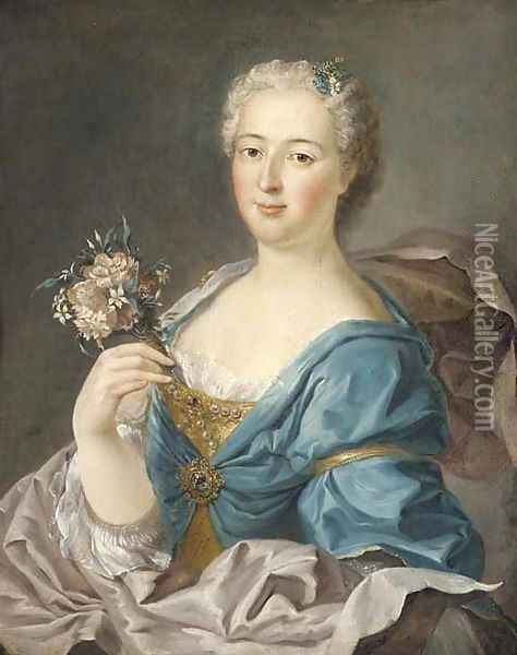 Portrait of Madame de Bourville Oil Painting - Jean-Marc Nattier