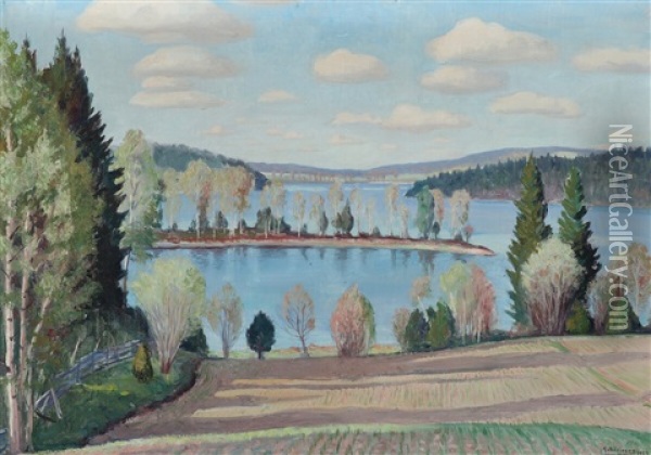 A Spring Landscape Oil Painting - Gunnar Borjeson