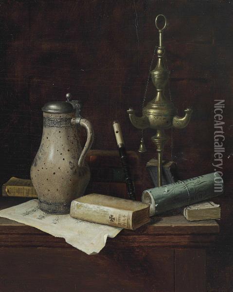 A Bachelor's Friends Oil Painting - William Michael Harnett
