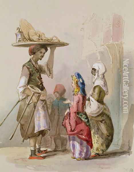 A pot seller, c.1855 Oil Painting - Amadeo Preziosi