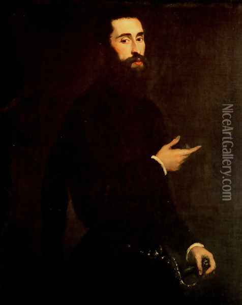 Portrait of a Genoese Nobleman Oil Painting - Jacopo Tintoretto (Robusti)