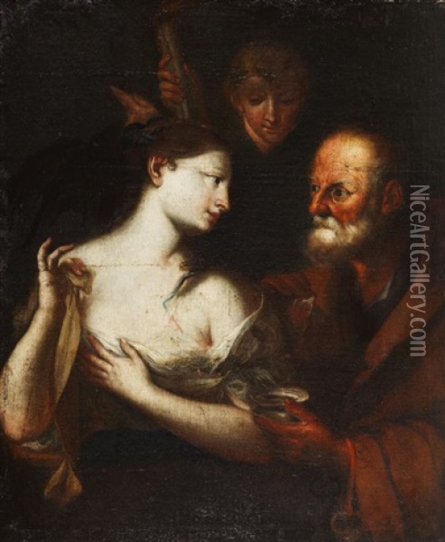 Die Heilige Agatha Vom Heiligen Petrus Im Kerker Geheilt Oil Painting - Francesco Furini