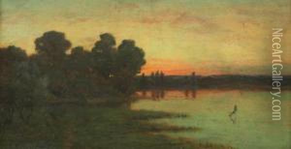 Sunset Along The Potomac Oil Painting - Edmund Clarence Messer