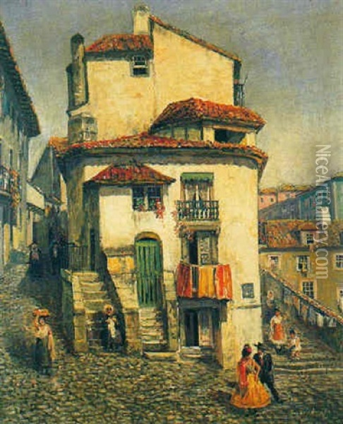 Le Carrefour, Ruelles Au Portugal Oil Painting - Francis Hopkinson Smith