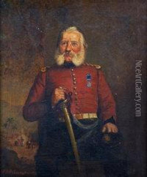 Portrait Of General Nathaniel Hobart Of The Madras Division Of Theindian Medical Service Oil Painting - James Butler Brenan