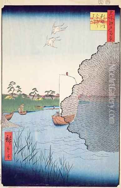 Scattered Pines Tone River no 71 from One Hundred famous views of Edo Oil Painting - Utagawa or Ando Hiroshige