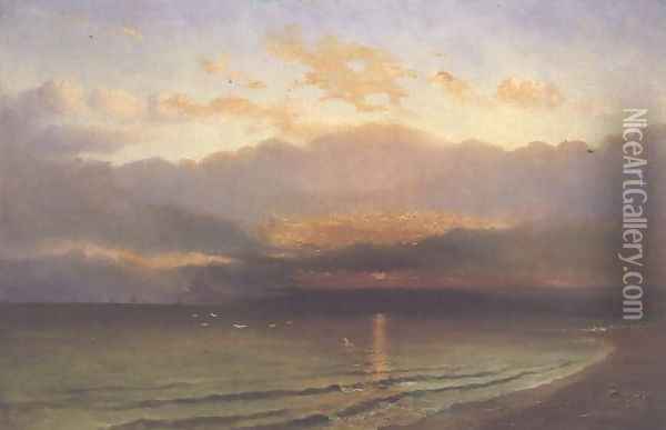 Sunset on the Yorkshire Coast Oil Painting - Richard Weatherill