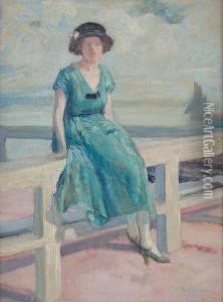 Jeune Femme En Bord De Mer Oil Painting - Maurice Wagemans