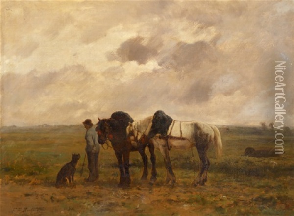 The Ploughing Team Returning Home Oil Painting - Ferdinand Bonheur