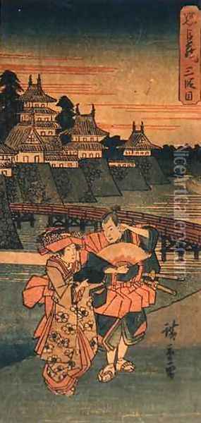 Futakawa from the series Fifty three Stations of the Tokaido Oil Painting - Utagawa or Ando Hiroshige