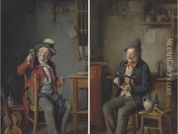 Musical Refreshments; And Another Similar Oil Painting - Hermann Kern