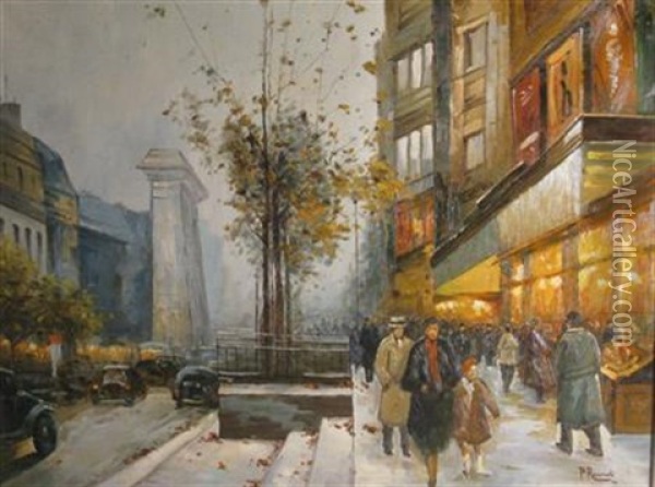 City Street Oil Painting - Paul Renard