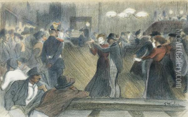 Le Bal Musette Oil Painting - Theophile Alexandre Steinlen