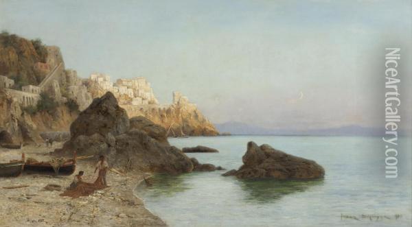 Veduta Di Amalfi Oil Painting - Franz Schreyer