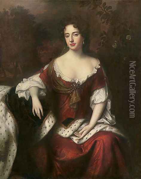 Portrait of Anne, Queen of Great Britain and Ireland (1665-1714), daughter of James II Oil Painting - William Wissing or Wissmig