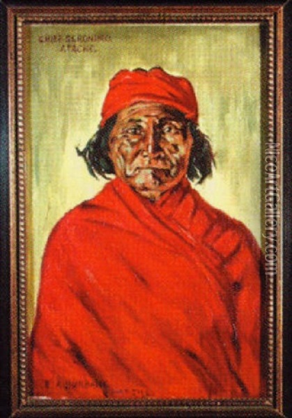 Geronimo In Red Oil Painting - Elbridge Ayer Burbank