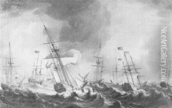 The Storm During Queen Charlo-ttes Voyage To England Oil Painting - Thomas Allen
