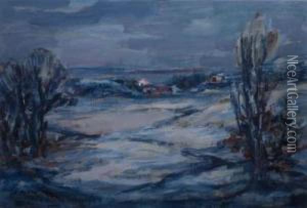 Dars-dorflandschaft Im Winter Oil Painting - Alfred Partikel