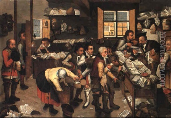 La Paiement Du Dime Oil Painting - Pieter Brueghel the Younger