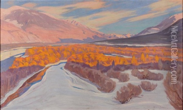 Premier Givre Vallee Du Rhone (valais) Oil Painting - Albert Henri Charles Franzoni
