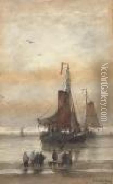 The Arrival Of The Fleet Oil Painting - Hendrik Willem Mesdag