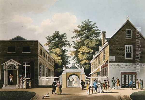 Old Wells and Pump Room Cheltenham Oil Painting - Thomas Hulley