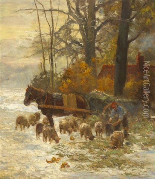 Winter Fodder Oil Painting - Claude Hayes